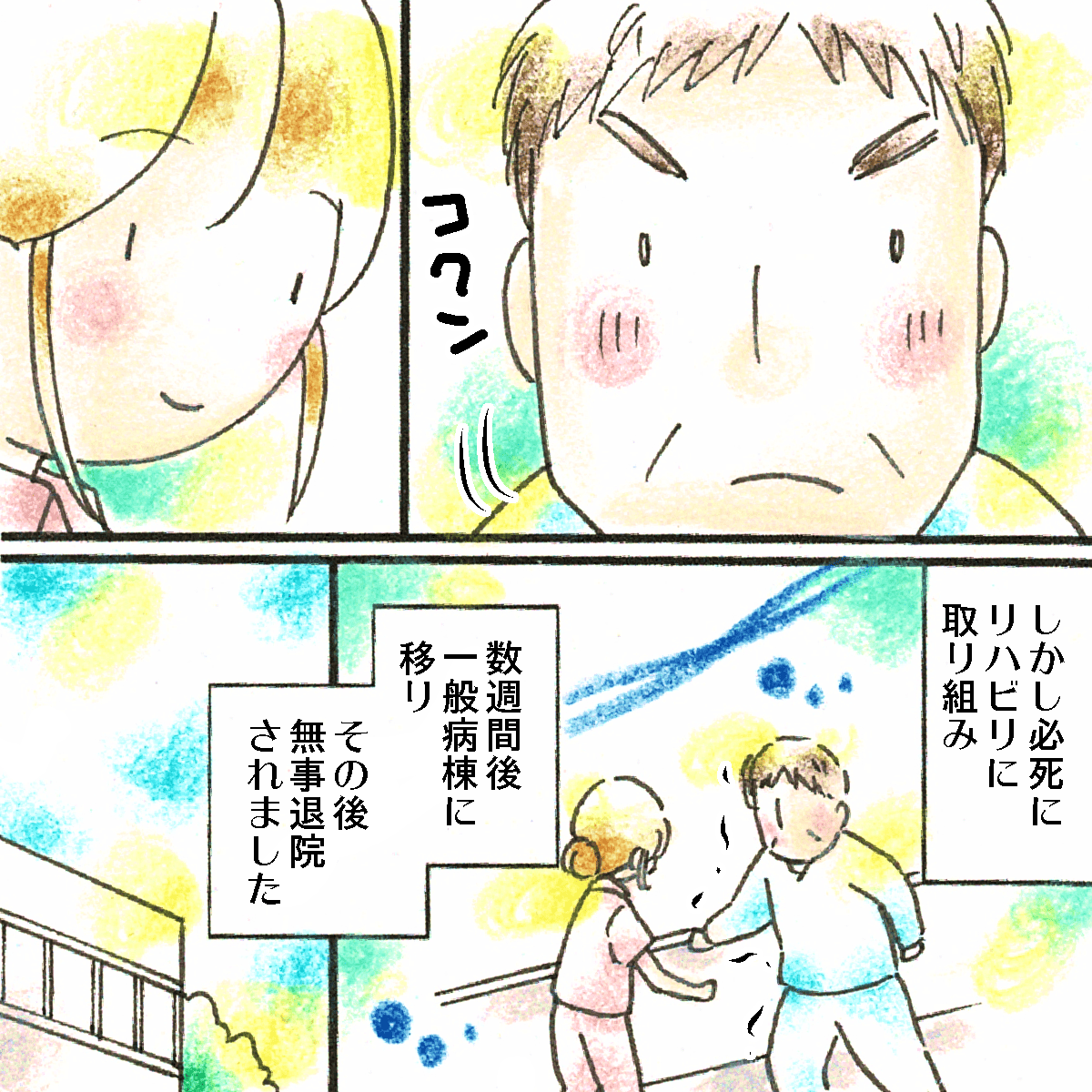 患者さんはリハビリを頑張り数週間後に一般病棟に移動した