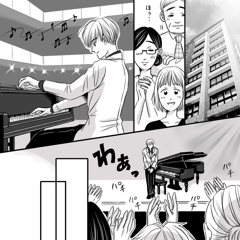 素晴らしいピアノを演奏する若者