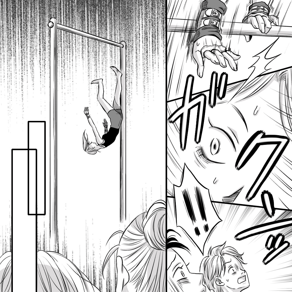 鉄棒から落ちる女の子