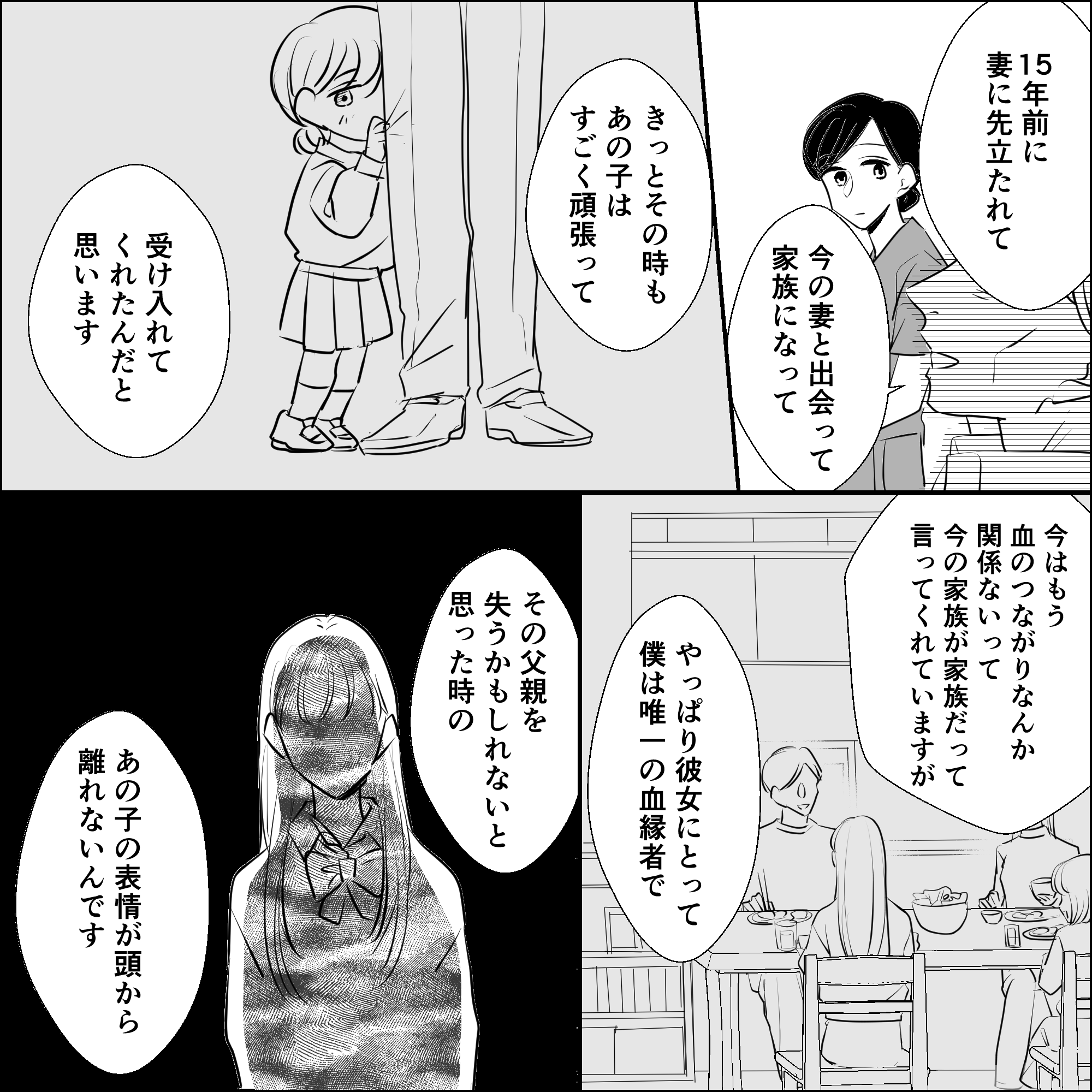 幼いころに新しい家族ができ頑張ってくれた娘だったが、父親の病気で血縁者がいなくなることを感じたときの娘の顔が忘れられないと話す