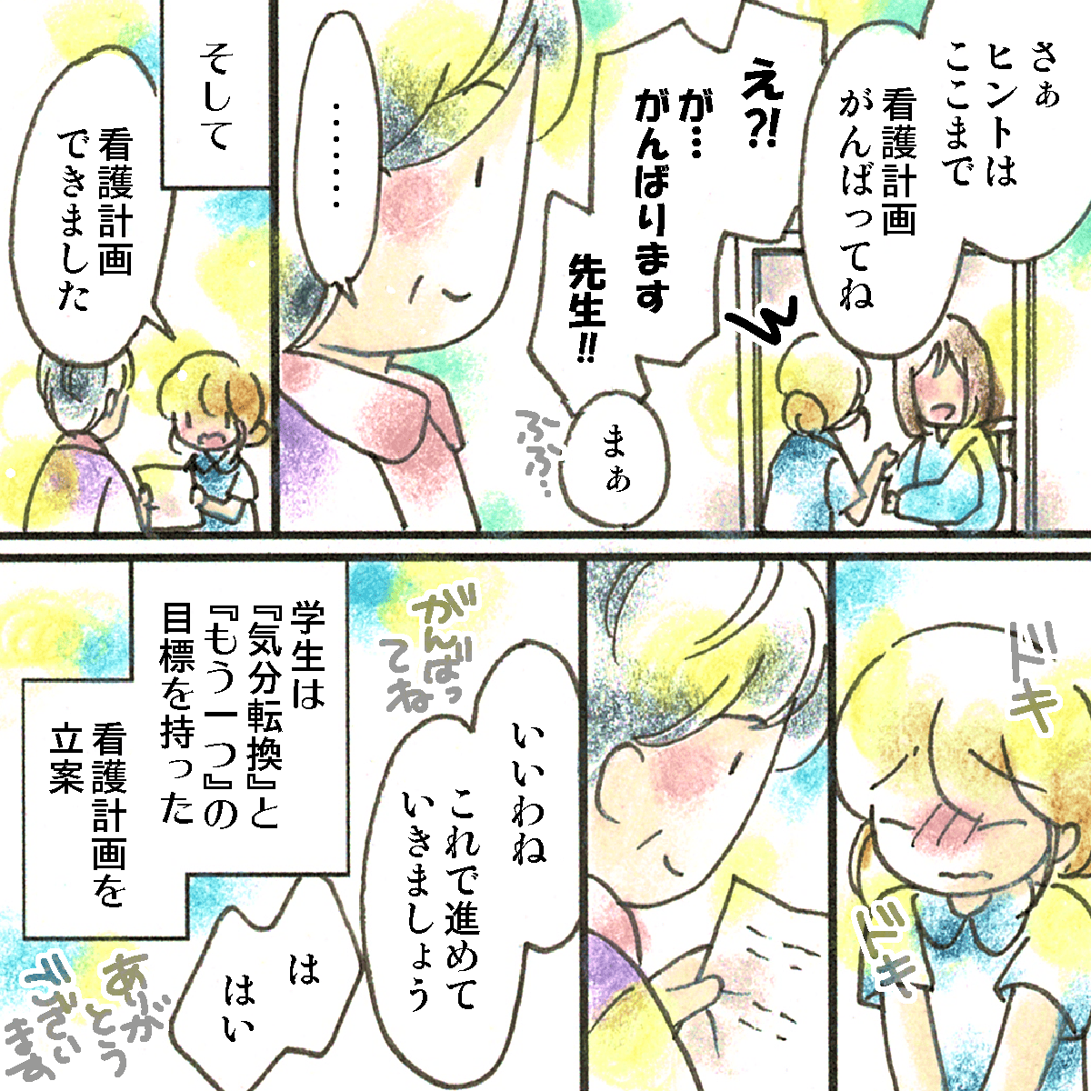 患者はヒントを与え、学生は自分なりの計画を立てて教員に発表した