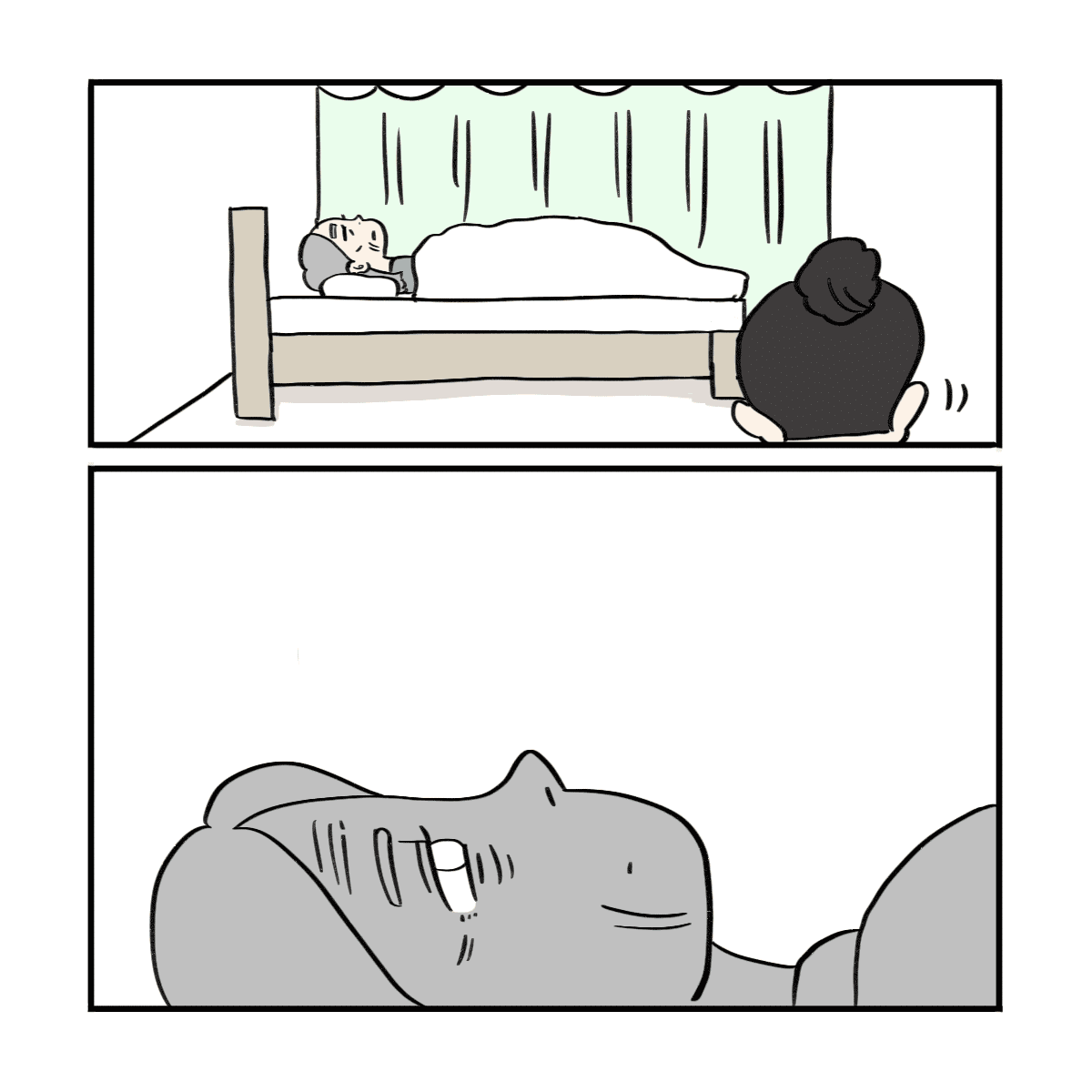 いつものように反応がない患者さんだが、開眼している