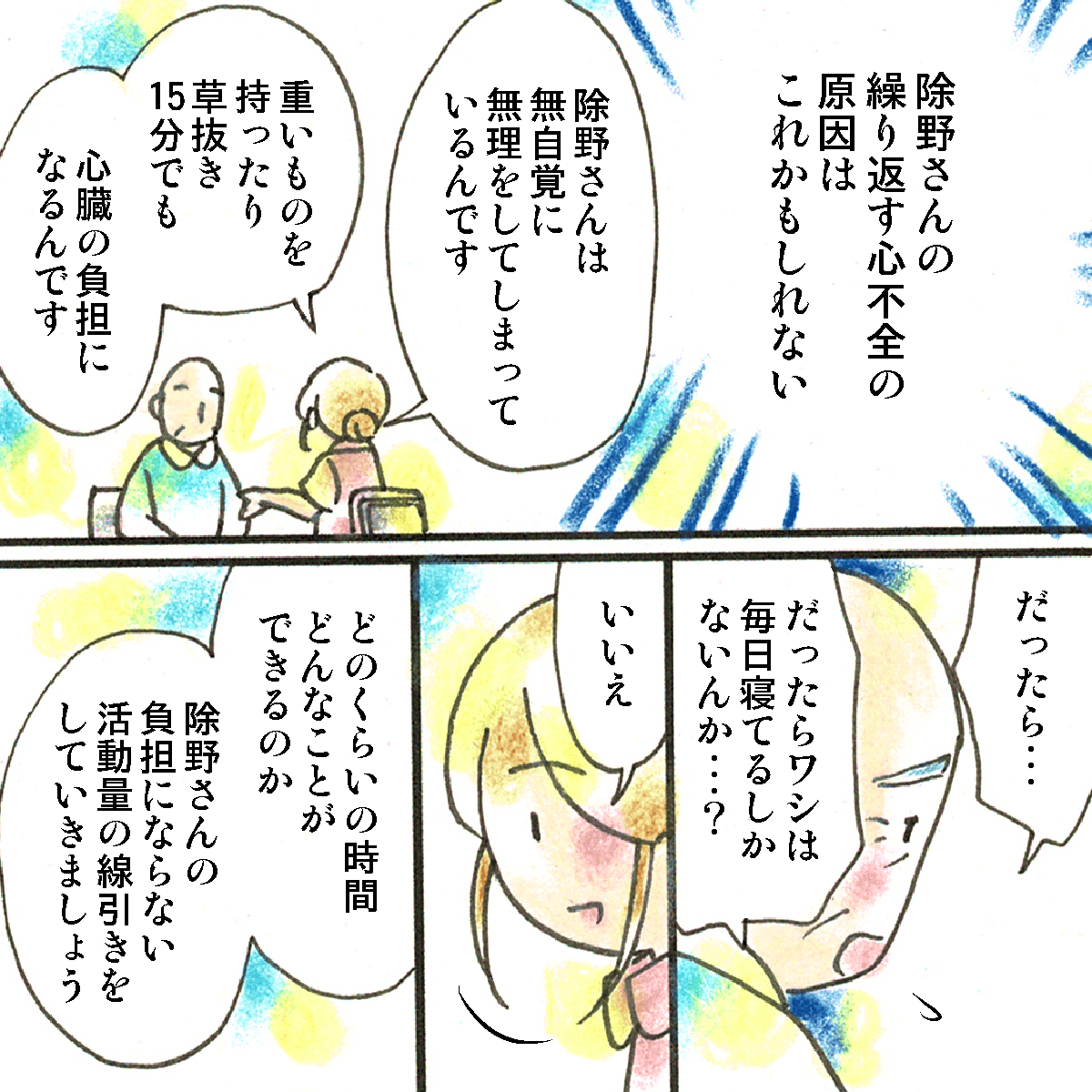 看護師は患者が自宅で動き過ぎていることが入退院を繰り返す原因だと感じたため、患者と動きの線引きをすることにした