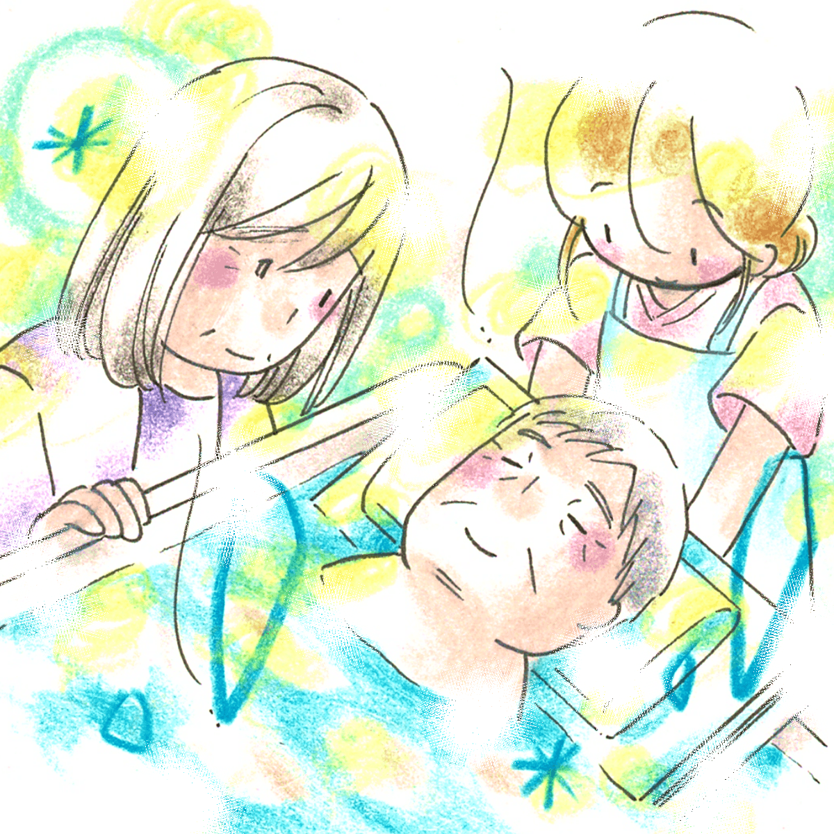 患者も娘も入浴しながら穏やかな時間が流れる